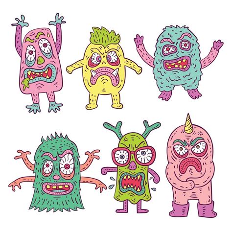 Colorful Cute Crazy Monster Character Collection 2293722 Vector Art At