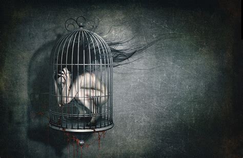 Dark Horror Creepy Blood Macabre Cage Sad Sorrow Wallpaper 1920x1255