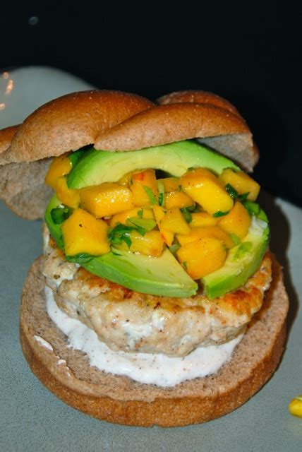 Halibut Burgers With Chipotle Cream And Peach Salsa