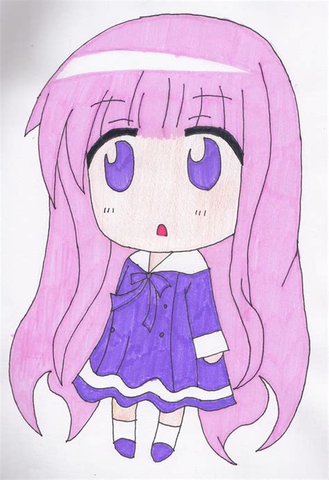 My First Drawing Pink Hair Anime Chibi Girl By Rose Aimee