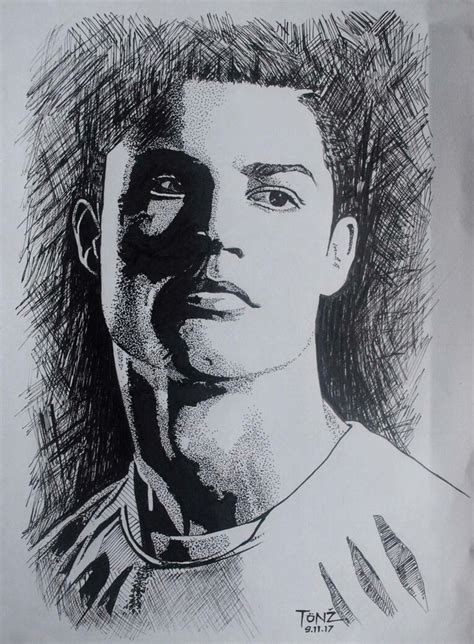 Cristiano Ronaldo Pencil Sketch Portrait Sketches Drawings Pencil