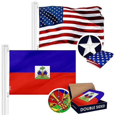 g128 combo pack usa american flag and haiti haitian flag 3x5 ft double sided embroidered