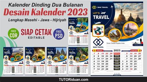 Desain Kalender Dinding 2023 Dua Bulan Model Vertikal Free Cdr Psd