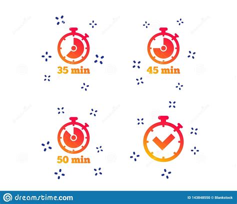 Timer Icons Fifty Minutes Stopwatch Symbol Vector Stock Vector