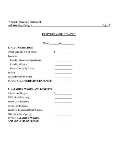 Operating Budget Template 12 Free Pdf Word Documents Download