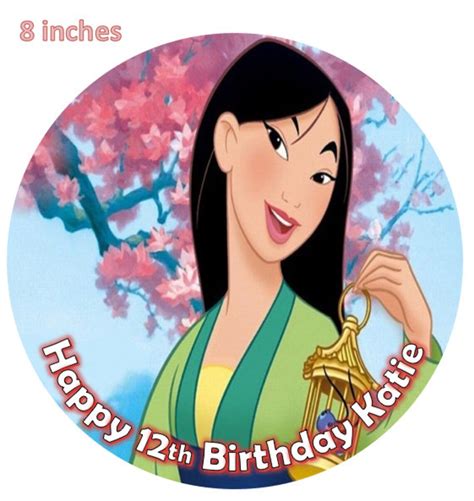 Princess Mulan Personalised Message Birthday Cake Topper Etsy
