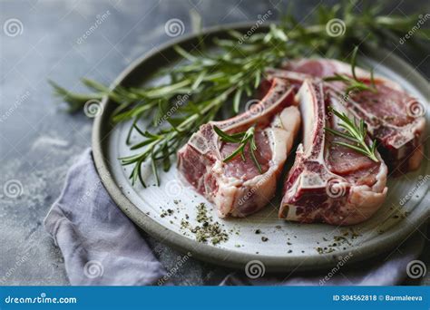 Lamb Chops With Rosemary And Garlic Generative AI Stock Photo Image