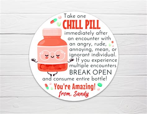 Chill Pill Custom Stickers Comes 3 Sizes On Round Glossy Etsy