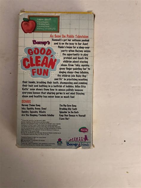 Barney Good Clean Funvhs 1998tested Rare Vintage Collectible Ships N