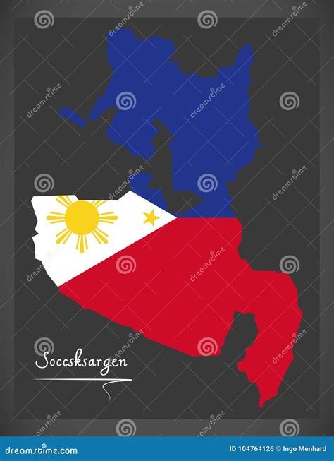 Soccsksargen Map Of The Philippines With Philippine National Fla Stock