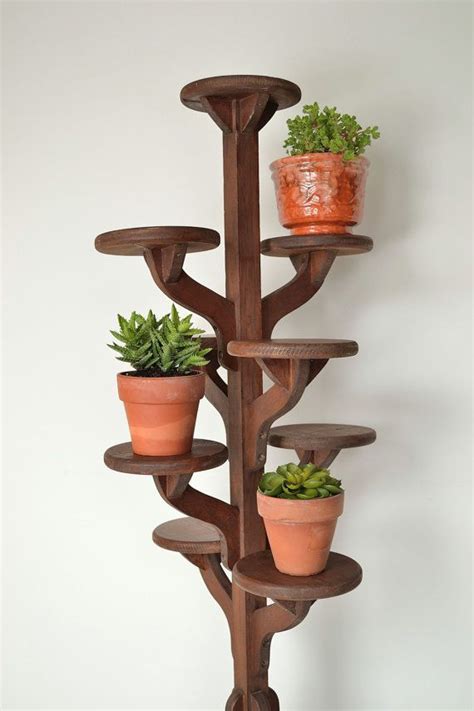 Vintage Tall Handmade Wooden Tiered Plant Stand Flower Pot Stand