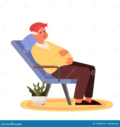 Tired Or Sick Old Man Sitting In The Armchair Eldery Person With