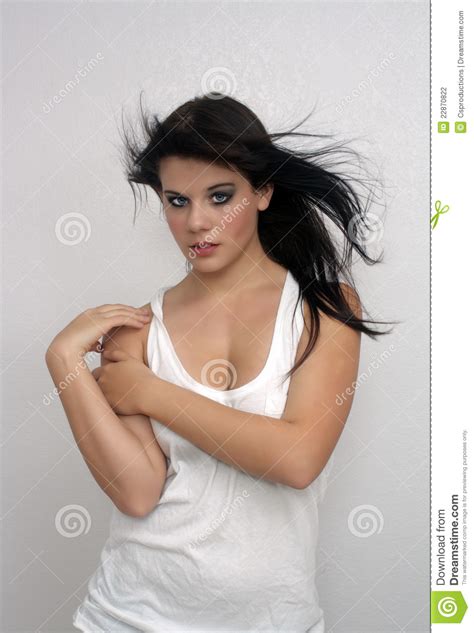 Beautiful Brunette With Hair Blowing 1
