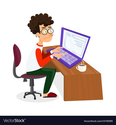 Cartoon Young Programmer Man Is Working Royalty Free Vector