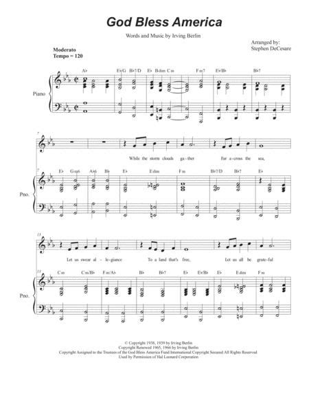 God Bless America Vocal Solo Free Music Sheet