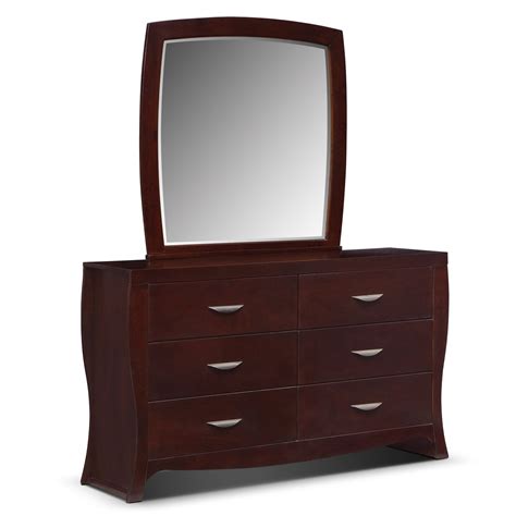Jaden Dresser And Mirror Merlot Value City Furniture And Mattresses