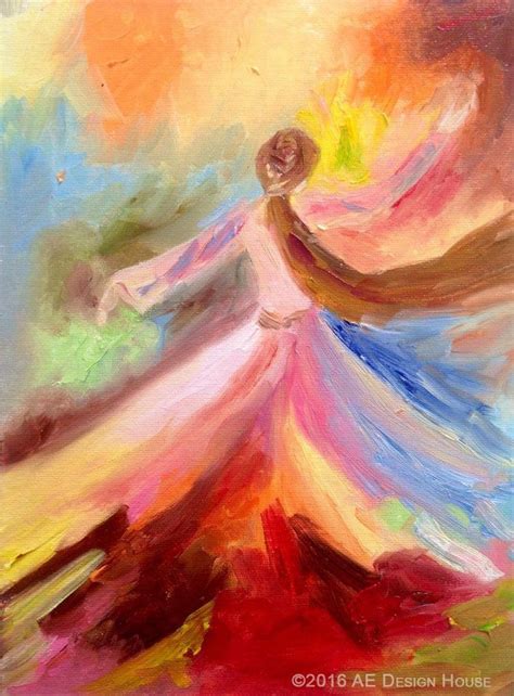 Original Painting Whirling Dervish Sufi Dance Rumi Izimler Resim