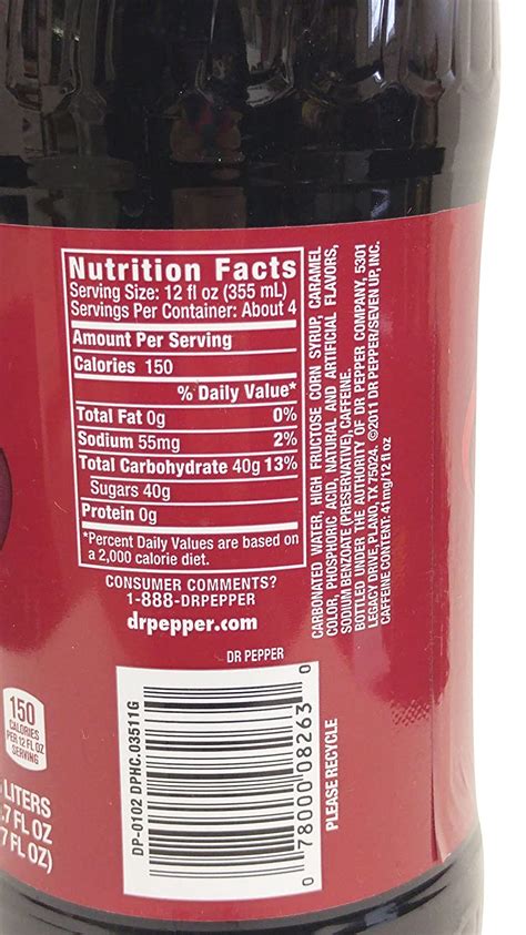 Can of dr pepper nutrition facts eat this much. Dr Pepper Food Label - Ythoreccio