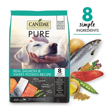 Salmon oil and flaxseed oil are also included to provide a mix of essential fatty acids necessary for your pet's cardiovascular, neurologic, and immune system functions. CANIDAE PURE Real Salmon & Sweet Potato, Limited ...