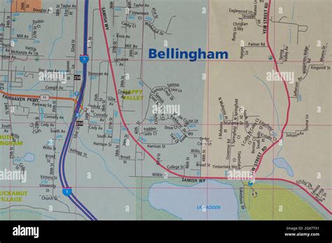 Map Of The City Of Bellingham Washington Stock Photo Alamy