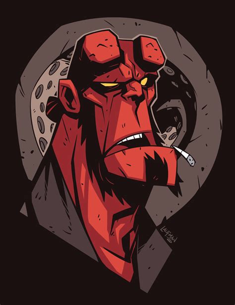 Hellboy Head Sketch By Dereklaufman On Deviantart Hellboy Art Mike