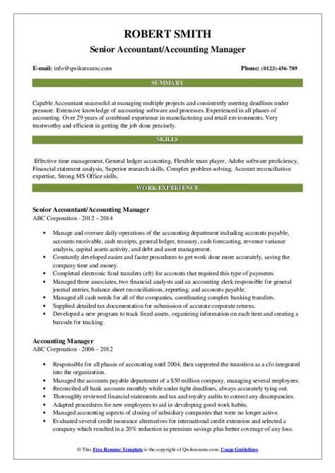 When writing your resume, be sure to reference the job description and highlight any skills, awards and certifications that match with the requirements. Senior Accounting Manager Jobs - Mryn Ism