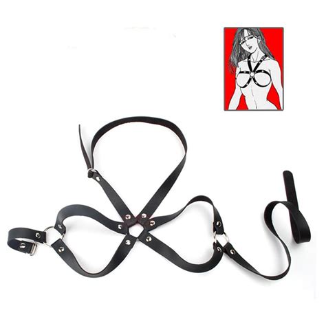 body bondage genuine leather harness belt of women black sexy tops cage bra goth dance underwear