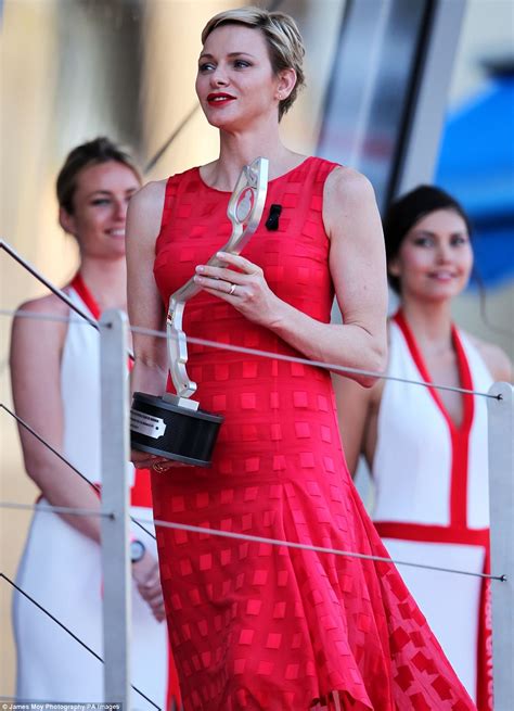 Princess Charlene Stuns In Scarlet At Monaco Grand Prix Daily Mail Online