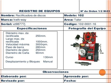 Plan De Mantenimiento Taller De Tornos