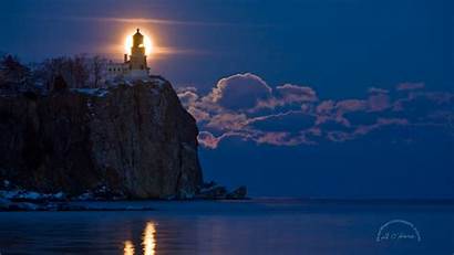 Split Lighthouse Rock Wallpapers Lake Superior Moon