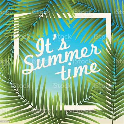 Its Summer Time Wallpaper Typographical Background With Tropica Stock
