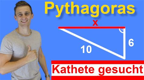 Satz Des Pythagoras Kathete Gesucht Bei Rechtwinkligem Dreieck Mit
