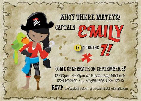 Pirate Invitation Printable Pirate Theme Invite Personalized Etsy