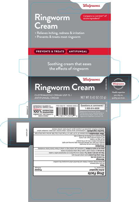 Walgreens Clotrimazole Antifungal Ringworm Cream 042oz 384218 2018