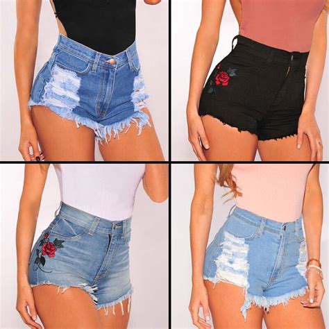 Summer Womens Casual High Waisted Short Mini Jeans Ripped Jeans Shorts