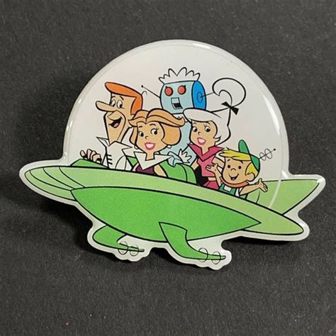 Boutique Jewelry Spaceship Brooch Lapel Pin George Jetson In Green