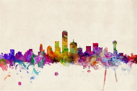 Dallas Texas Skyline Digital Art By Michael Tompsett Pixels