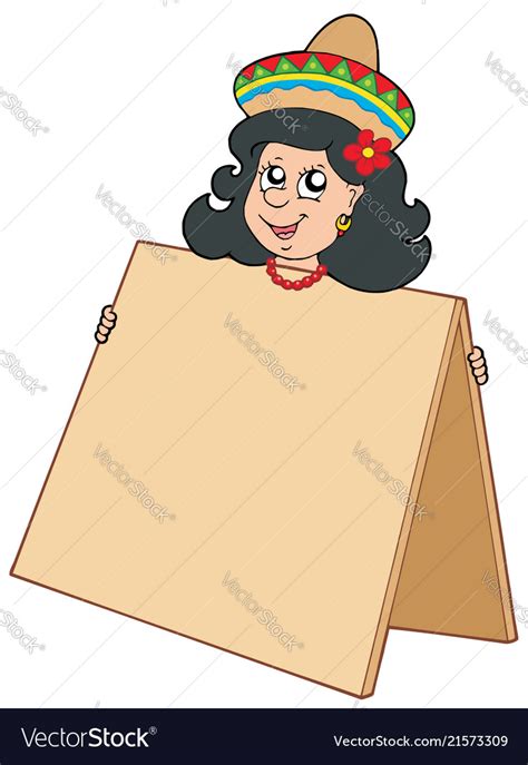 Cute Mexican Girl With Table Royalty Free Vector Image