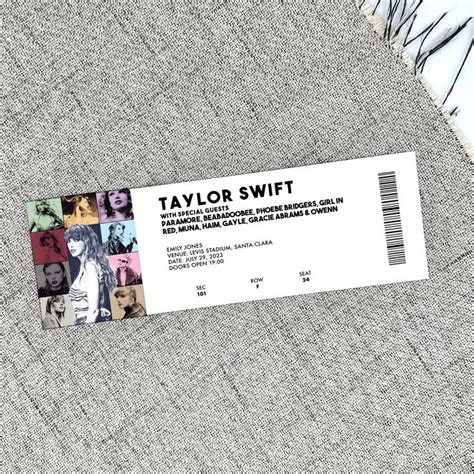 Physical Taylor Swift Eras Tour Concert Ticket Gift Ticket Etsy Canada In Taylor Swift