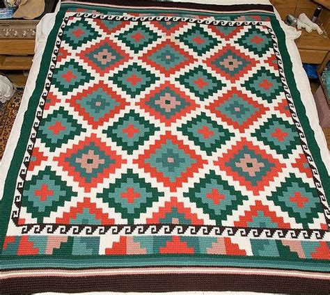 Vintage Crochet Geometric Indian Afghan Pattern Pdf Instant Etsy