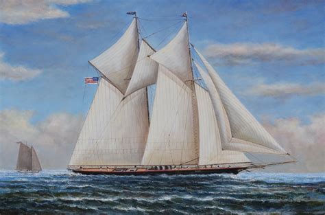 Oil On Canvas Two Masted Schooner Lannan Gallery
