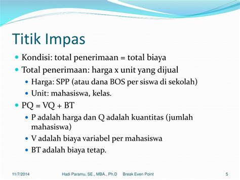 PPT ANALISIS TITIK IMPAS BREAK EVEN POINT ANALYSIS PowerPoint Presentation ID