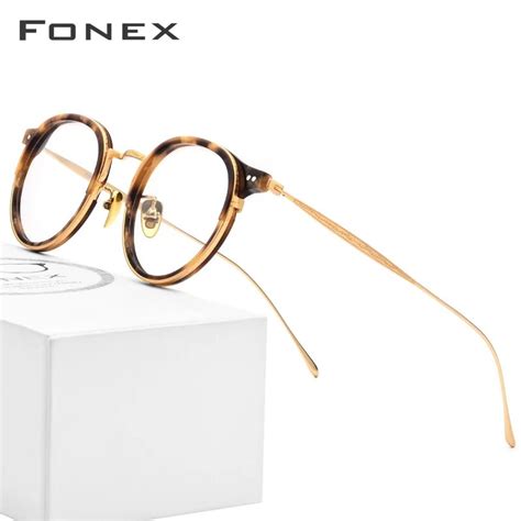 fonex b titanium optical glasses frame men vintage round prescription eyeglasses women retro