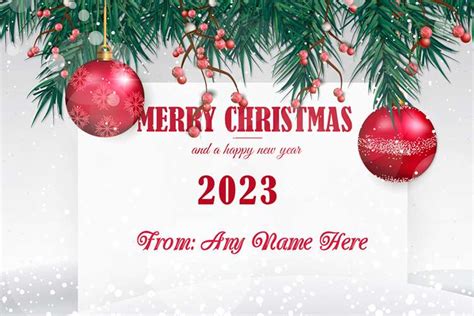 merry christmas and happy new year 2023 card with name edit