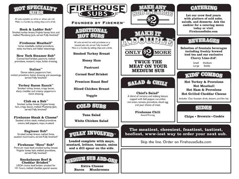 Firehouse Subs Printable Menu Customize And Print