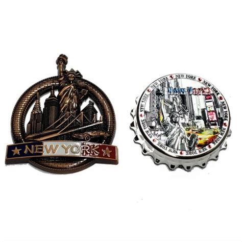 Lot Of 2 New Nyc Magnet New York City Skyline Metal Magnet Statue Of