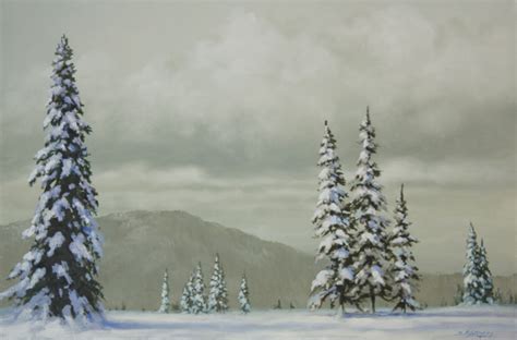 Heavy Snow Covered Trees Acrylic Painting Lesson Tim Gagnon Studio