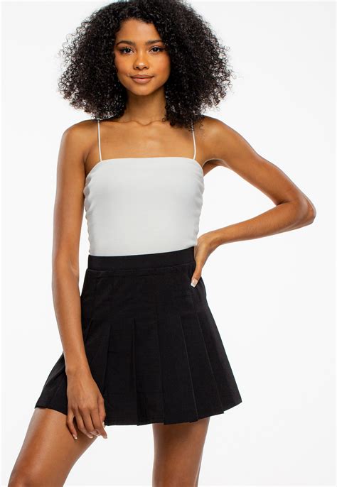 Black A Line Pleated Mini Skirt Shop At Papaya Clothing