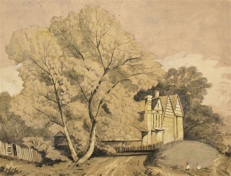 19th Century Watercolour For Sale Cottage And Woodland 1852