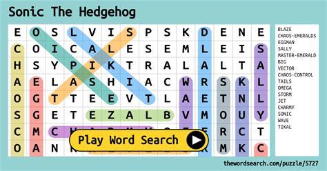 Sonic The Hedgehog Printable Word Search Printable Word Searches